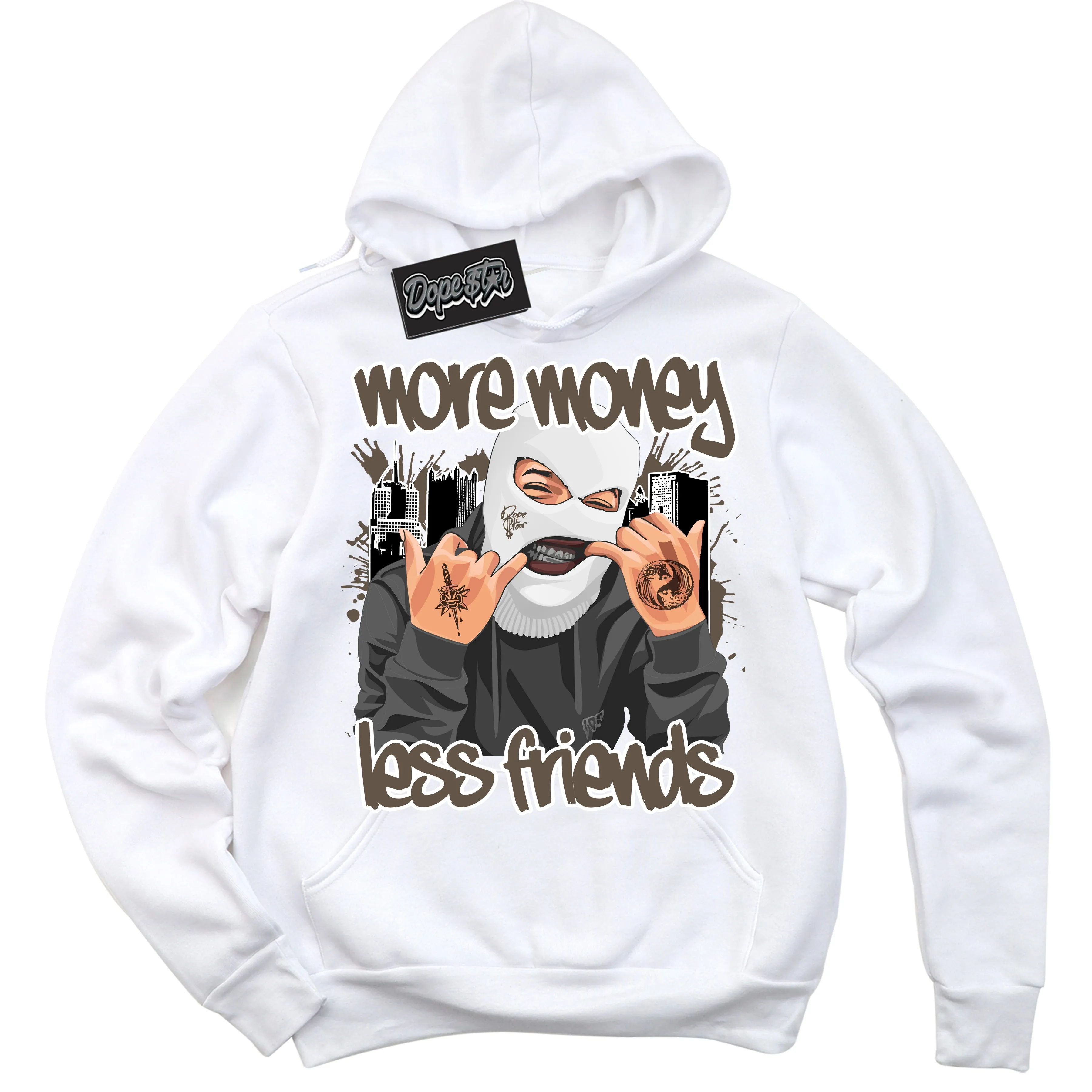 Mocha Palomino 1s Sneaker Hoodie More Money Less Friends Graphic
