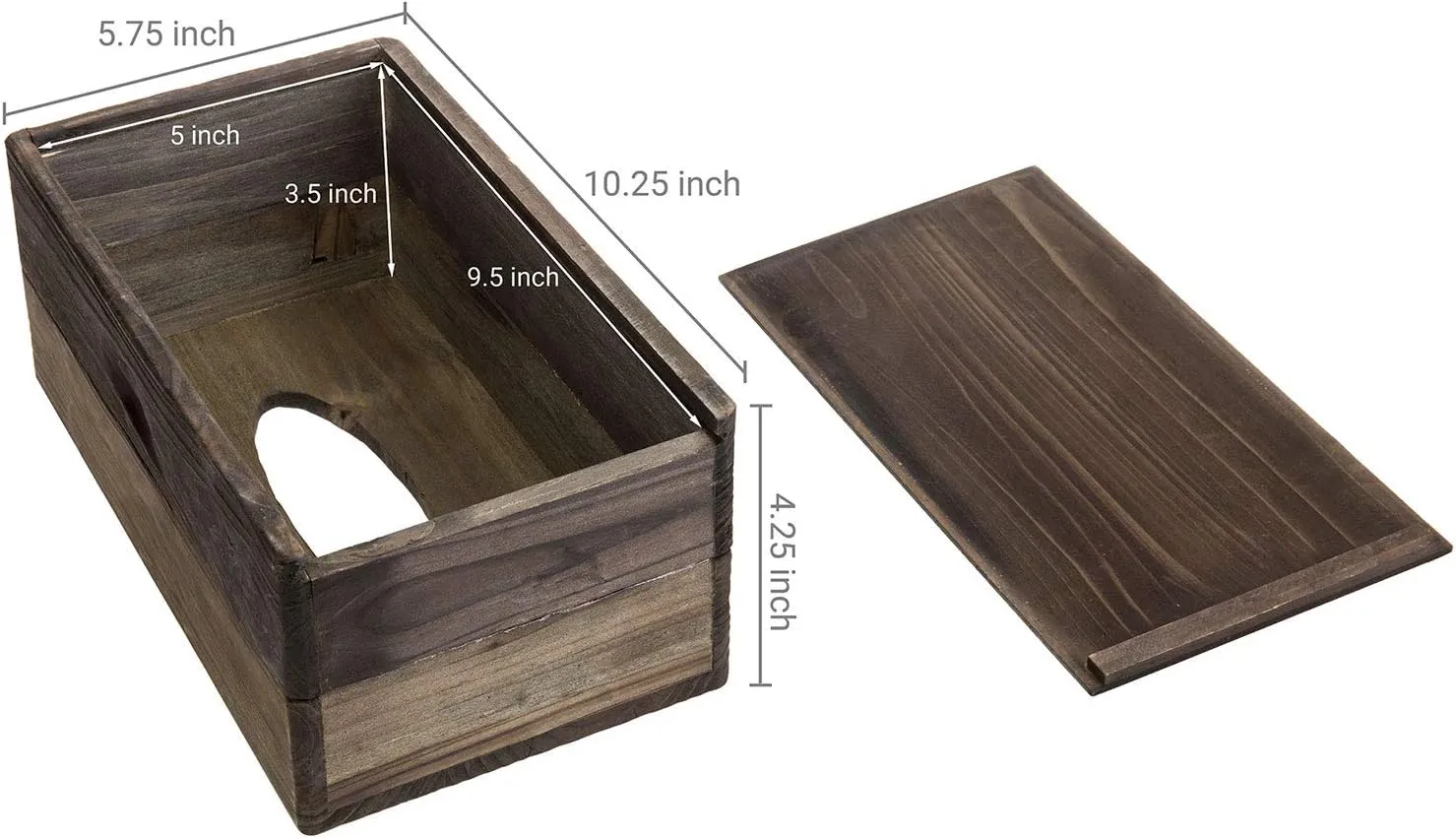 MyGift Tissue Box Cover Rectangular Rustic Torched Wood Kleenex Box Holder with Slide-Out Panel, Distressed Farmhouse Decor for Bathroom, Office, and Living Room