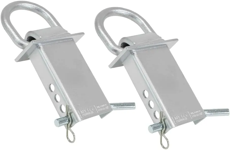 Mytee Products Heavy Duty Adjustable Trailer Stake Pocket D Ring Zinc Coated w/ 1/2" Hitch Pin, WLL 5400 lbs & 4 Adjustable Hole, Stake Pocket D-Ring Tie Down Utility for Flatbed Trucks – 2 Pack