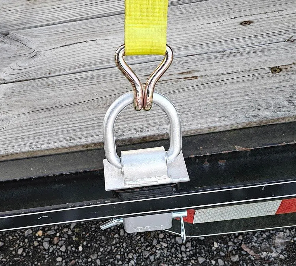 Mytee Products Heavy Duty Adjustable Trailer Stake Pocket D Ring Zinc Coated w/ 1/2" Hitch Pin, WLL 5400 lbs & 4 Adjustable Hole, Stake Pocket D-Ring Tie Down Utility for Flatbed Trucks – 2 Pack