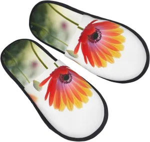 Nature Flower Furry Slippers for Men Women Fuzzy Memory Foam Slippers Warm Comfy Slip-on Bedroom Shoes Winter House Shoes for Indoor Outdoor