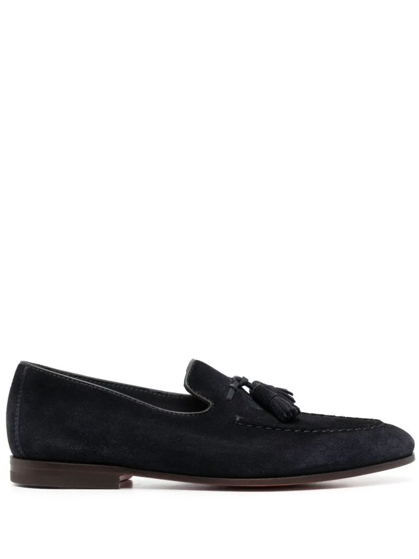 Navy Blue Leather Loafer