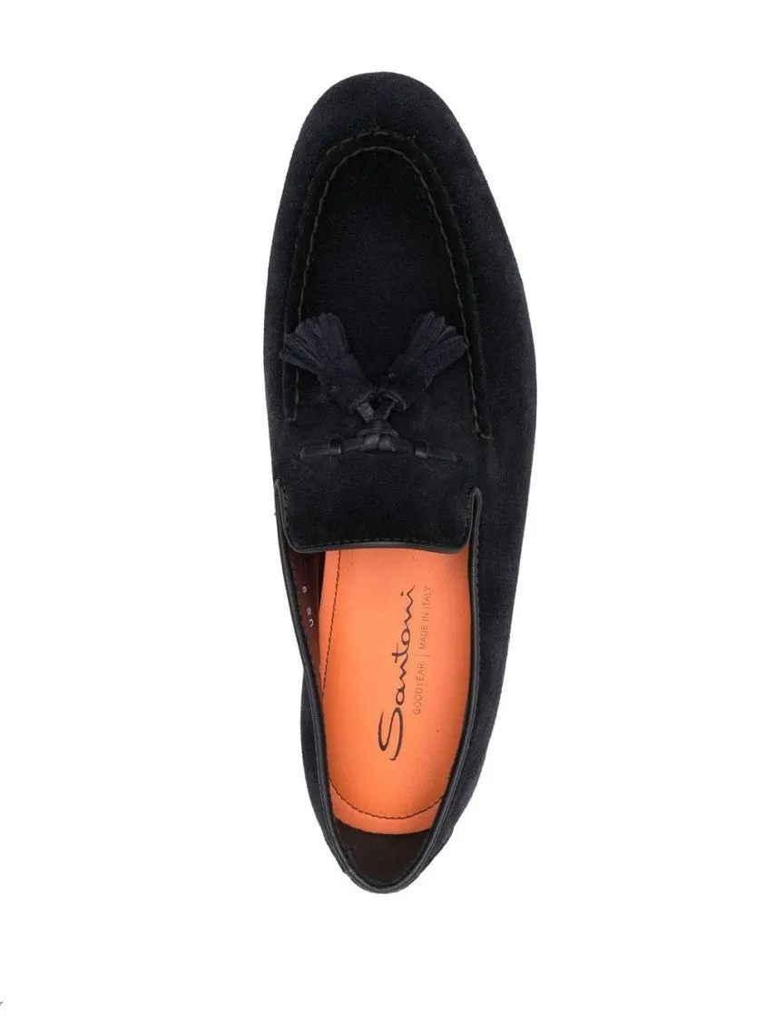 Navy Blue Leather Loafer