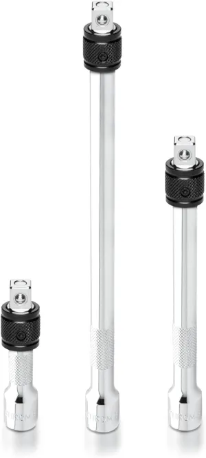NEIKO 00295A 3/8" Drive Locking Extension Bar Set, 3 Piece, 3", 6", 10", Remove Sockets and Sparkplugs, Cr-V, Silver