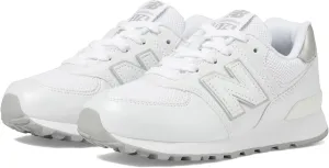 New Balance Kids 574 V1 70s Racing Lace-up Sneaker, White/Silver Metalic, 11.5 US Unisex Little