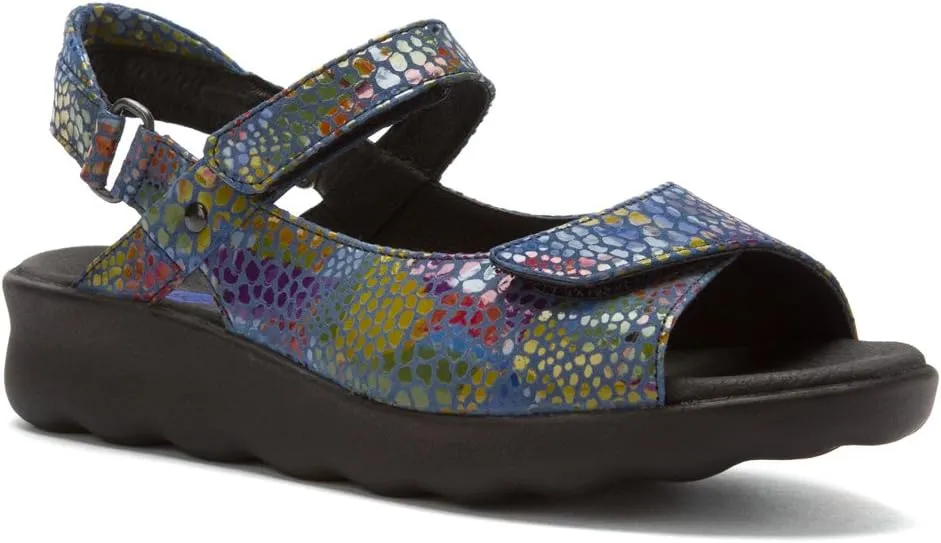 New Wolky Women's Pichu Sandal Jeans Blue Multi Color Fantasy 38