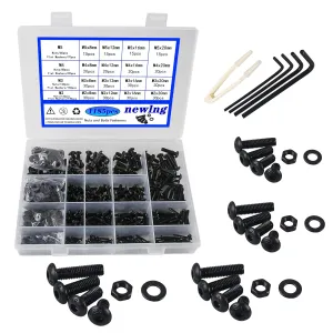newlng 1180pcs M2 M3 M4 M5 Screws Set Black Nuts and Bolts Flat Washers Assortment 10.9 Grade Alloy Steel Metric Machine Screws and Nuts Socket Head Screws Assorted with Four Hex Wrenches