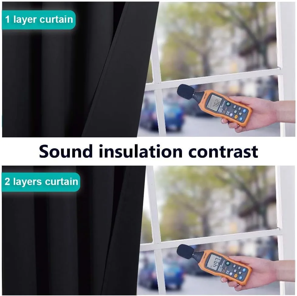 NICETOWN Cold Blocking 100% Blackout Curtains, Durable Black Lined Blackout Curtains for Bedroom, Energy Saving Long Curtains for Patio Sliding Glass Door, Black, 52 inches x 95 inches, 2 Panels