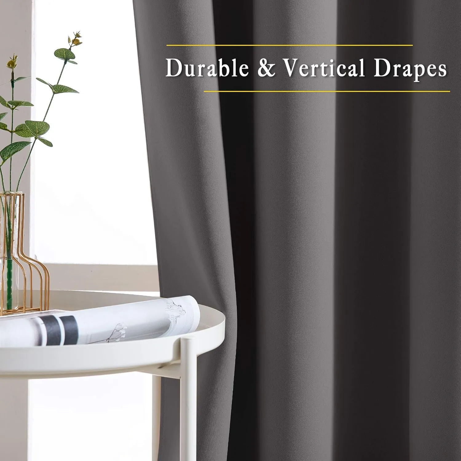 NICETOWN Gray Blackout Curtains for Bedroom 84 inches Long - Thermal Drapes Grommet Room Darkening Curtains Noise Reducing Window Treatments for Living Room (2 Panels, W52 x L84, Grey)