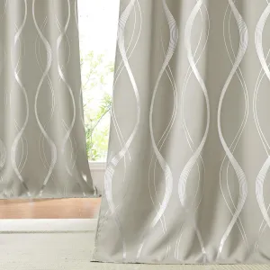 NICETOWN Room Darkening Curtains for Bedroom, Natural, 2 Panels, 52 x 84 inch, Noise Reducing Thermal Insulated Wave Line Foil Print Design Blackout Curtains for Storage Office Work Area