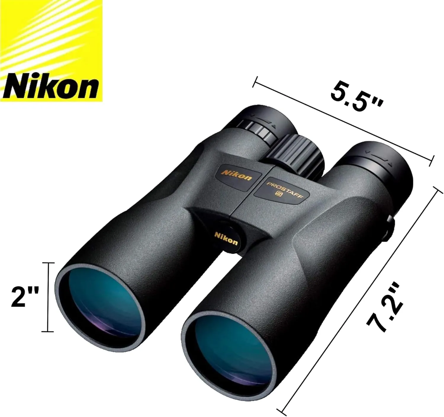 Nikon PROSTAFF 5 12x50 (7573) Black Binoculars Bundle with Lens Pen and Cleaning Cloth, Compact Binoculars for Adults for Hunting, Bird Watching, and Hiking Essentials, Zoom Lightweight Travel
