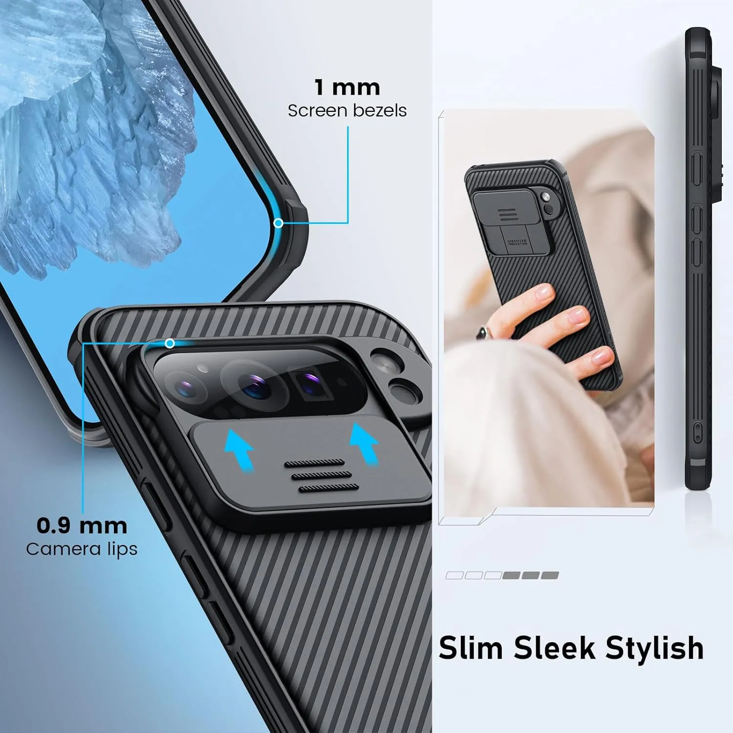 Nillkin CamShield Pro Case for Google Pixel 9 Pro XL - Slim 5G Phone Case With Slide Camera Cover, 6.73 Inch, Black