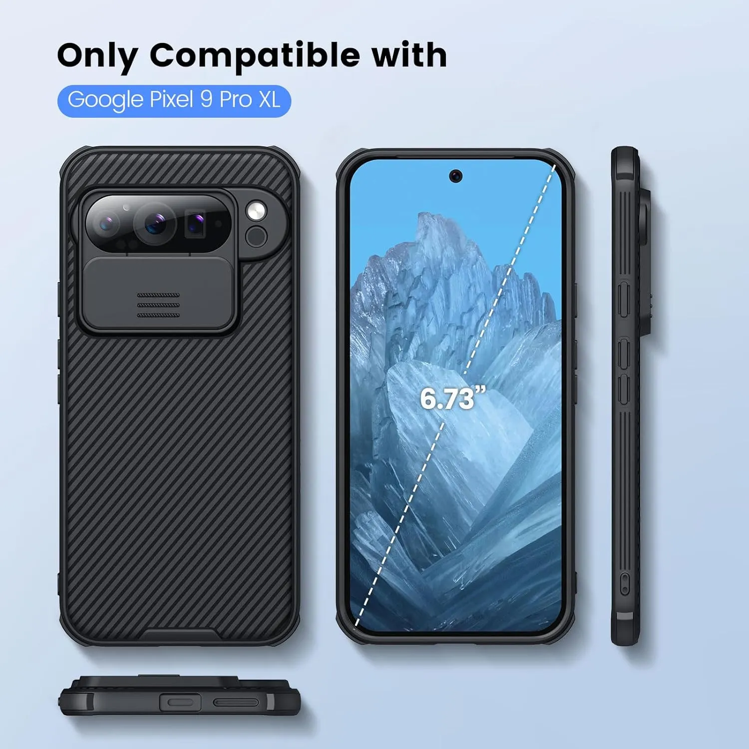 Nillkin CamShield Pro Case for Google Pixel 9 Pro XL - Slim 5G Phone Case With Slide Camera Cover, 6.73 Inch, Black