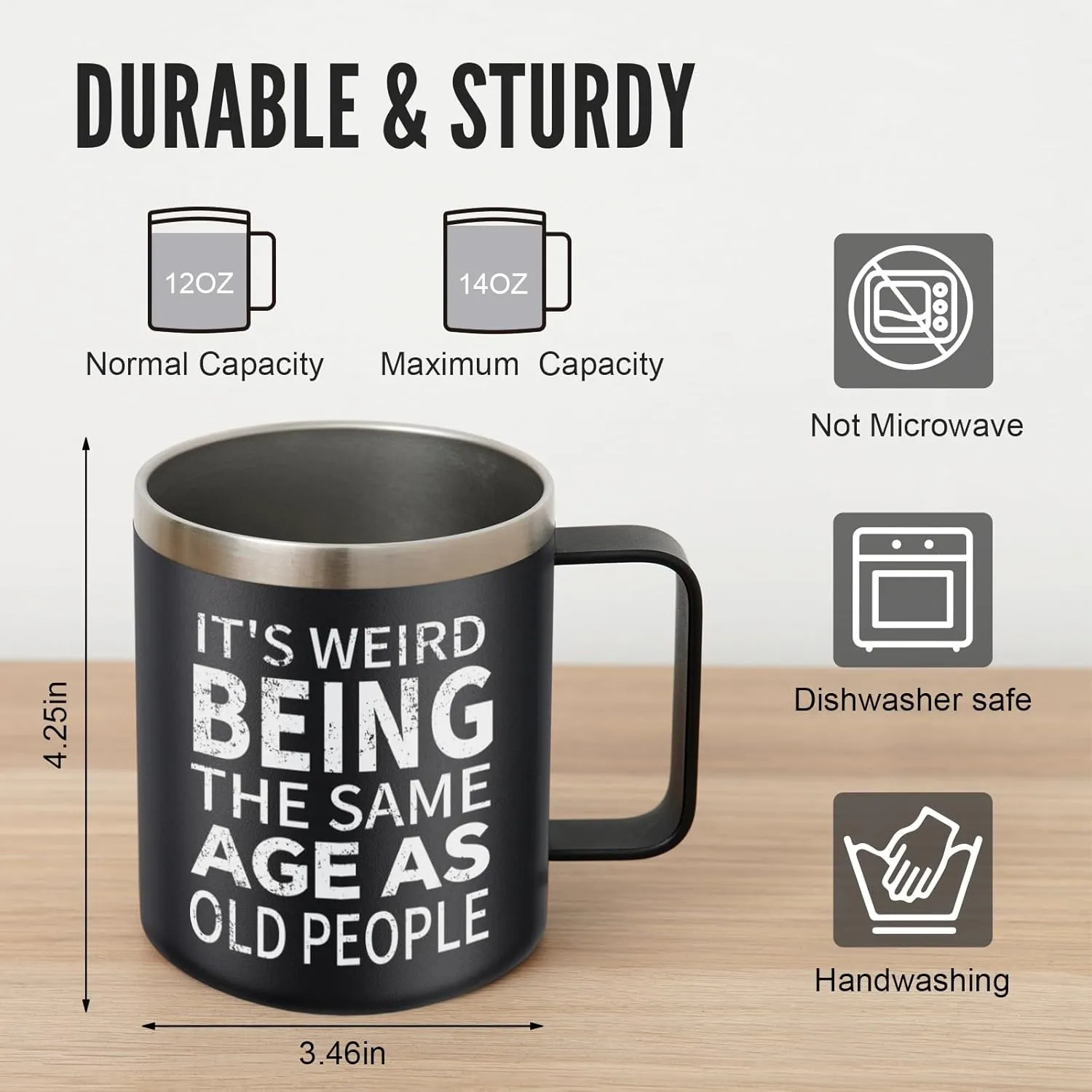 NOWWISH Birthday Gifts for Men - Men Coffee Mug - Funny Gifts for Dad, Him, Husband, Grandpa, Father on Fathers Day(14oz, Black)