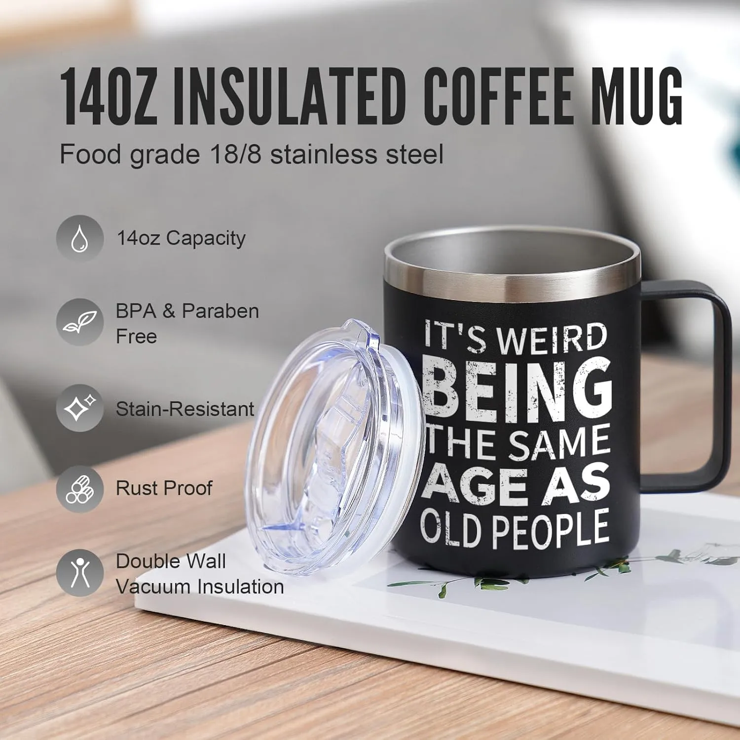 NOWWISH Birthday Gifts for Men - Men Coffee Mug - Funny Gifts for Dad, Him, Husband, Grandpa, Father on Fathers Day(14oz, Black)
