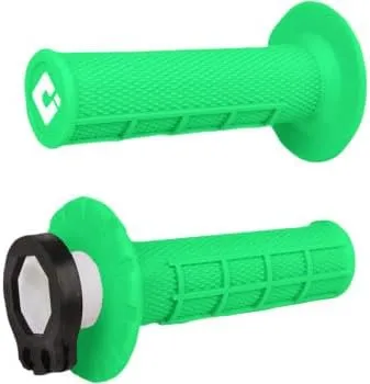ODI V2 Lock ON Half Waffle Motorcycle Grips Dirtbike Offroad MX for 2 & 4 Stroke 7/8" Handlebars Twist Throttle NEON Green USA Made