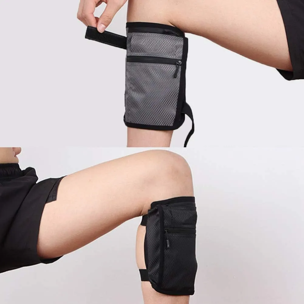 On The Calf/Leg Cell Phone Holder for Riders/Hikers, Interior Pocket Non-Slip Phone Holder Leg Pouch for All Phones, All Purpose Sport Bag Leg Band for Running, Walking, Equestrian, Gray