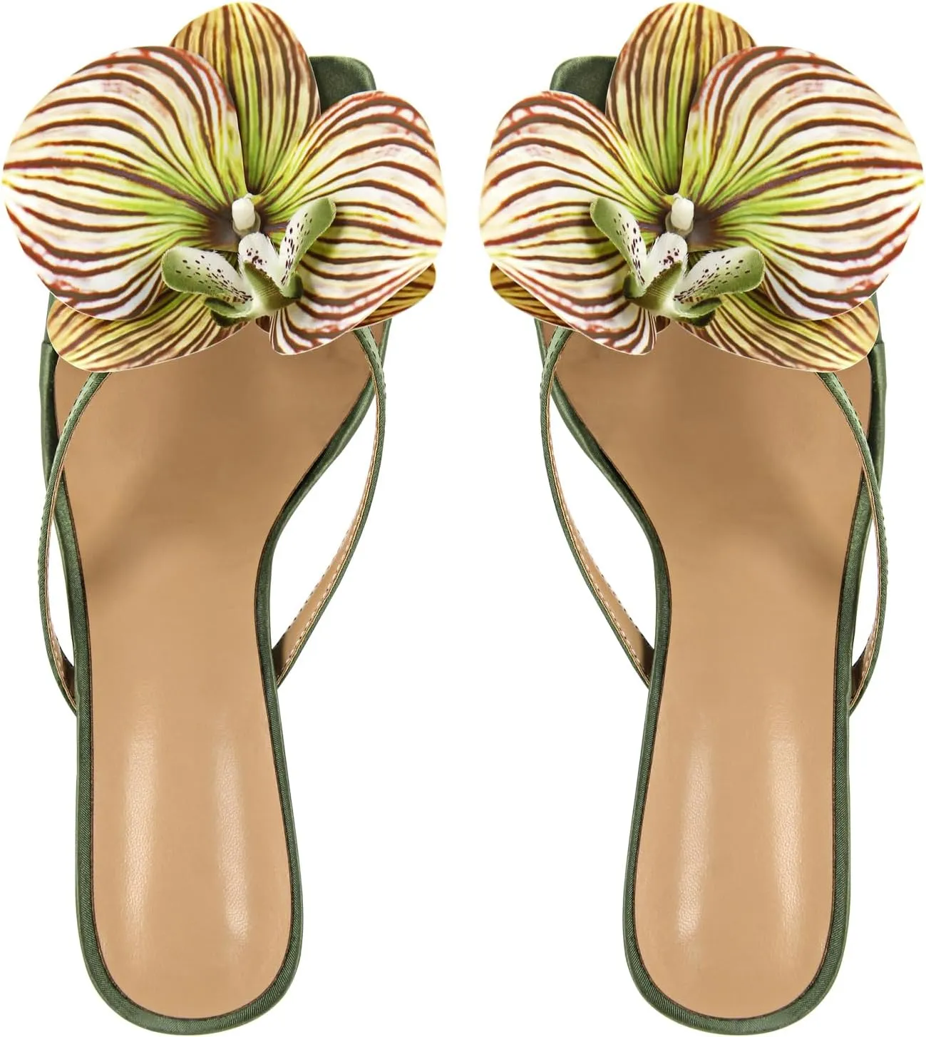 Onlymaker Orchid Heels for Women Square Toe Low Block Heel Sandals