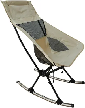Outdoor Folding Rocking Chair High Back Leisure Rocking with Breathable Mesh Backrest Portable Camp(Green)