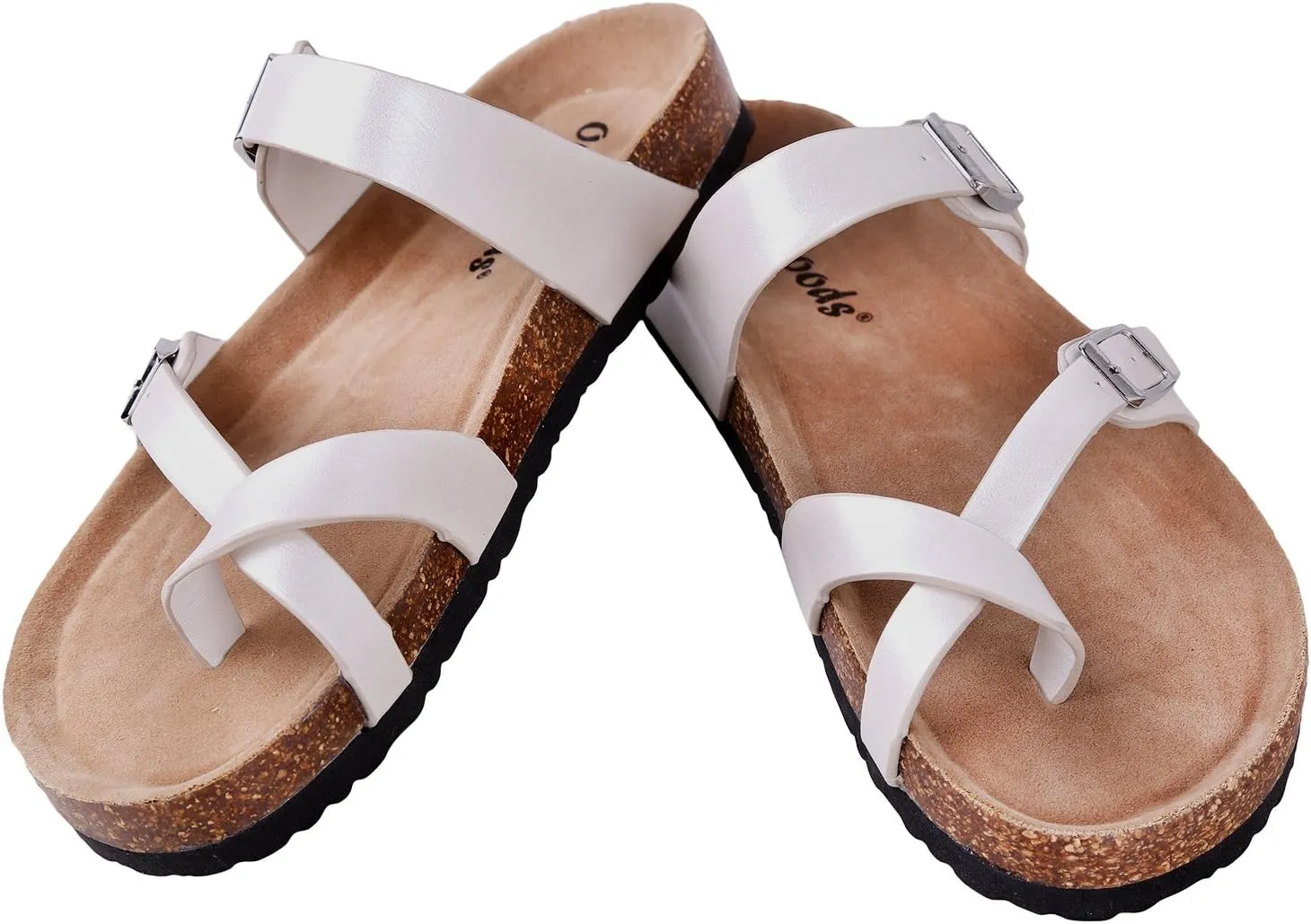 Outwoods Women's Bork-30 Vegan Leather Slide On Toe Loop Sandals