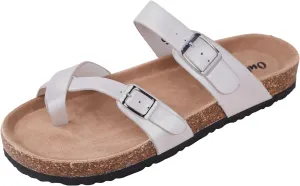 Outwoods Women's Bork-30 Vegan Leather Slide On Toe Loop Sandals