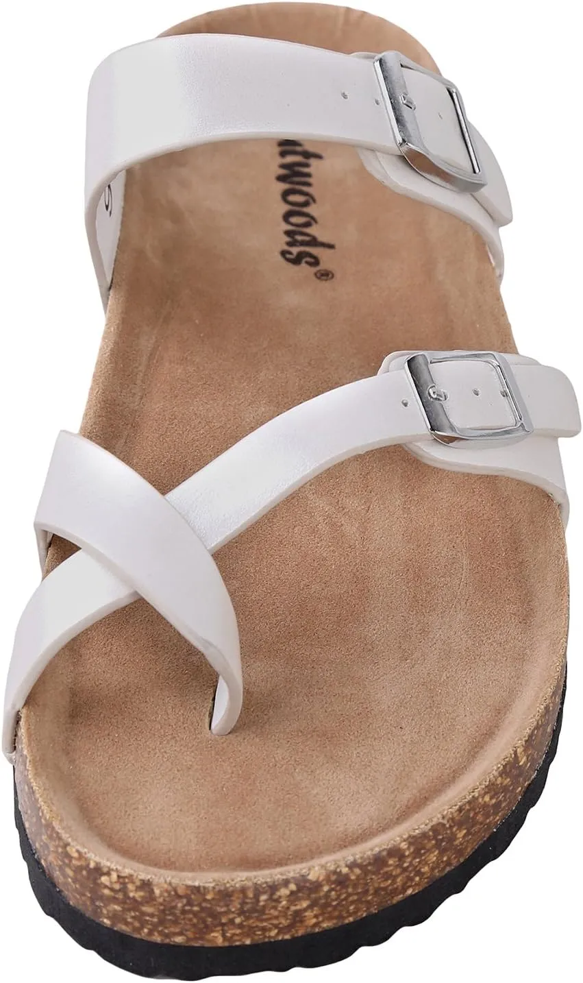 Outwoods Women's Bork-30 Vegan Leather Slide On Toe Loop Sandals