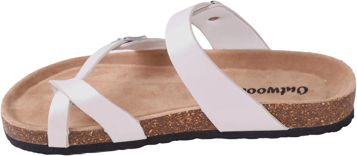 Outwoods Women's Bork-30 Vegan Leather Slide On Toe Loop Sandals