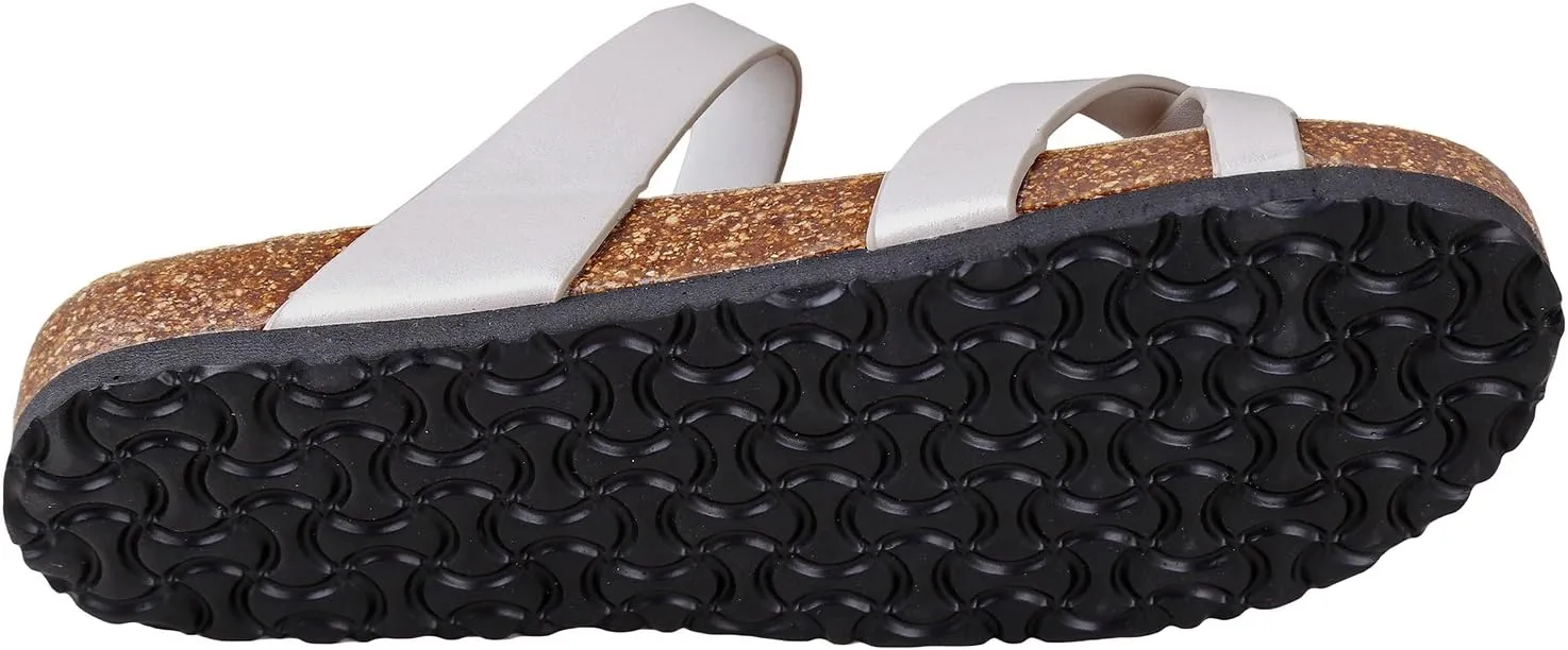 Outwoods Women's Bork-30 Vegan Leather Slide On Toe Loop Sandals