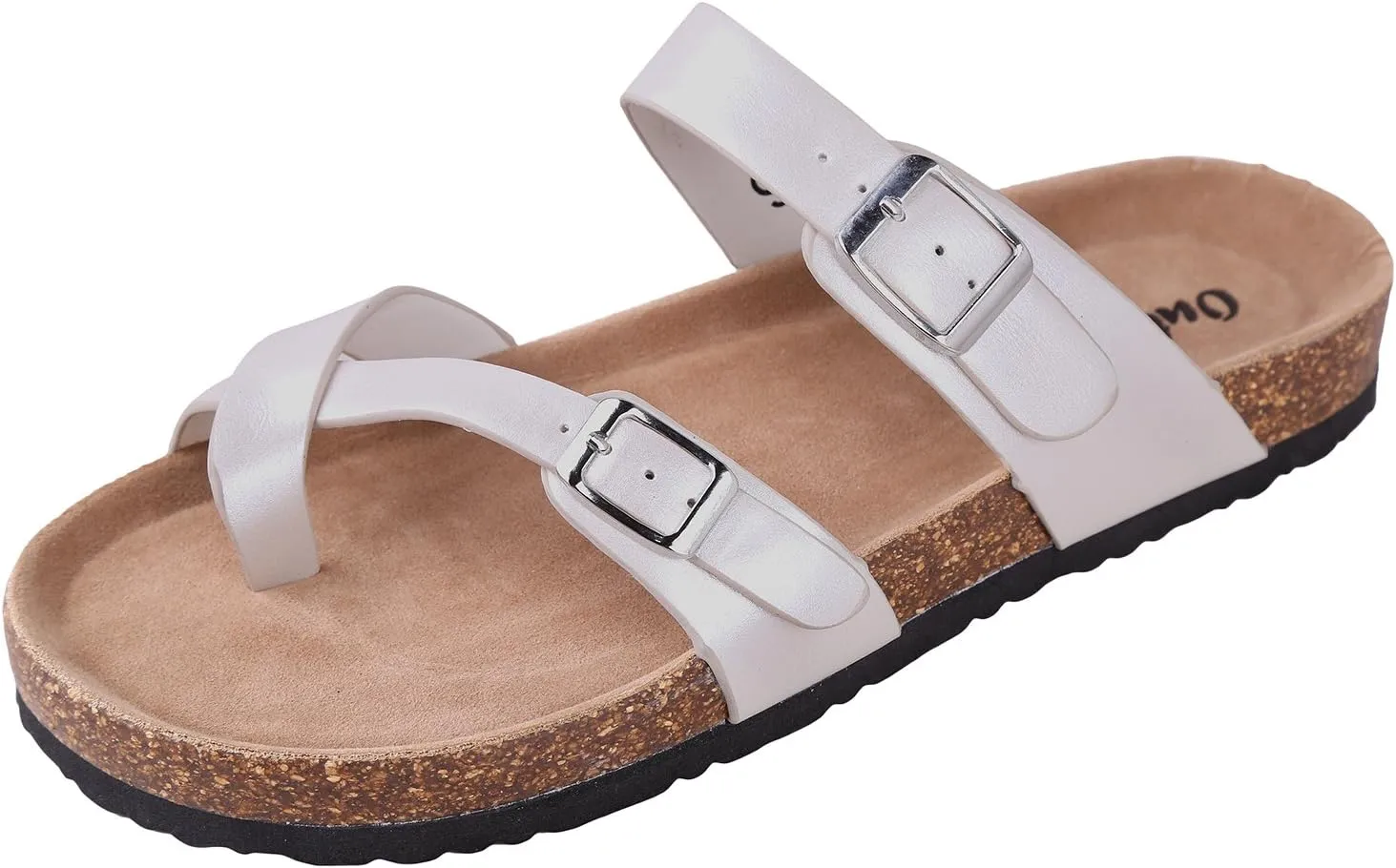 Outwoods Women's Bork-30 Vegan Leather Slide On Toe Loop Sandals