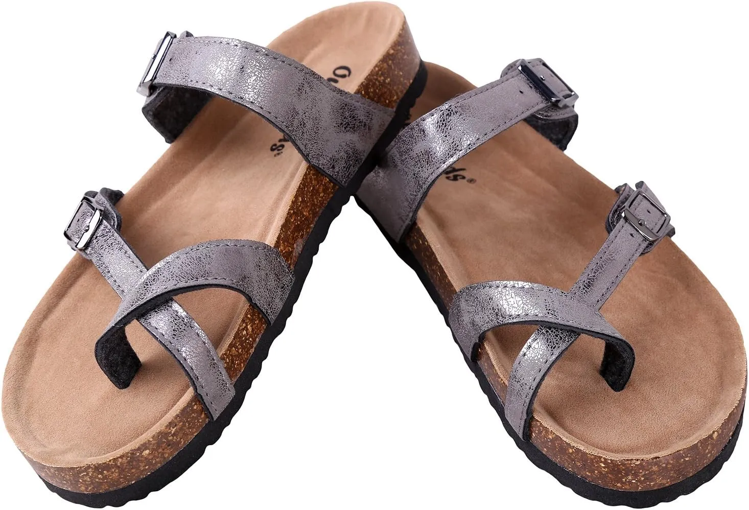 Outwoods Women's Bork-30 Vegan Leather Slide On Toe Loop Sandals