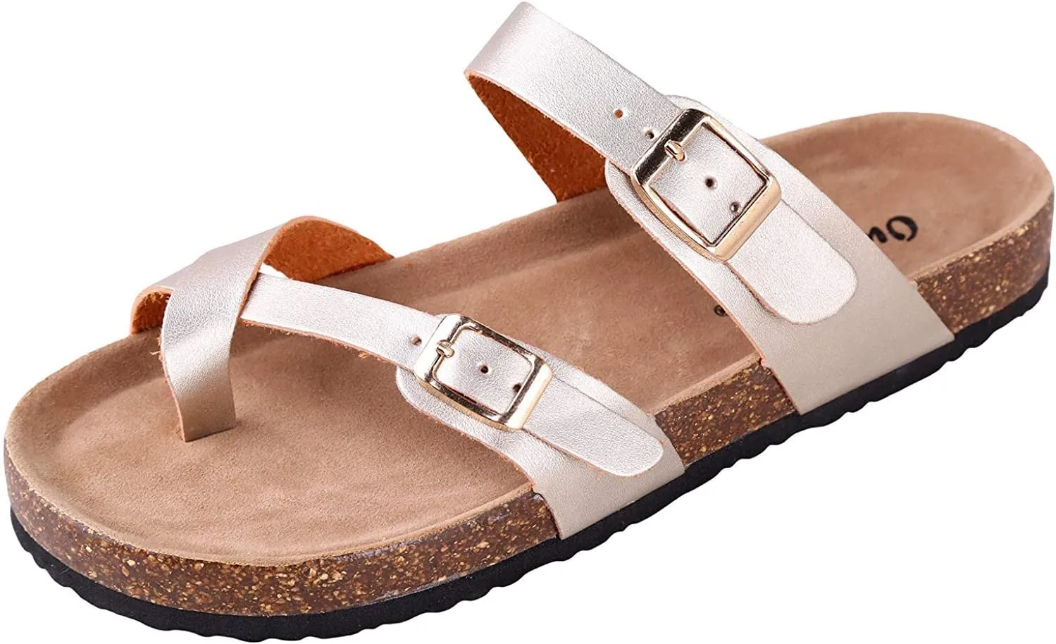 Outwoods Women's Bork-30 Vegan Leather Slide On Toe Loop Sandals