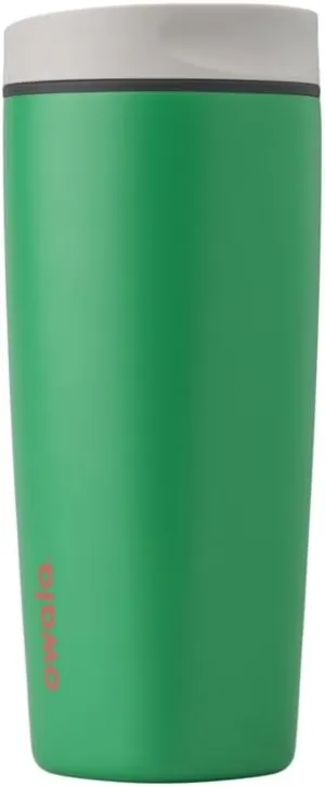 Owala SmoothSip Slider Insulated Stainless Steel Coffee Tumbler, Reusable Iced Coffee Cup, Hot Coffee Travel Mug, BPA Free 20 oz, Grey/Green (Sour Apple)