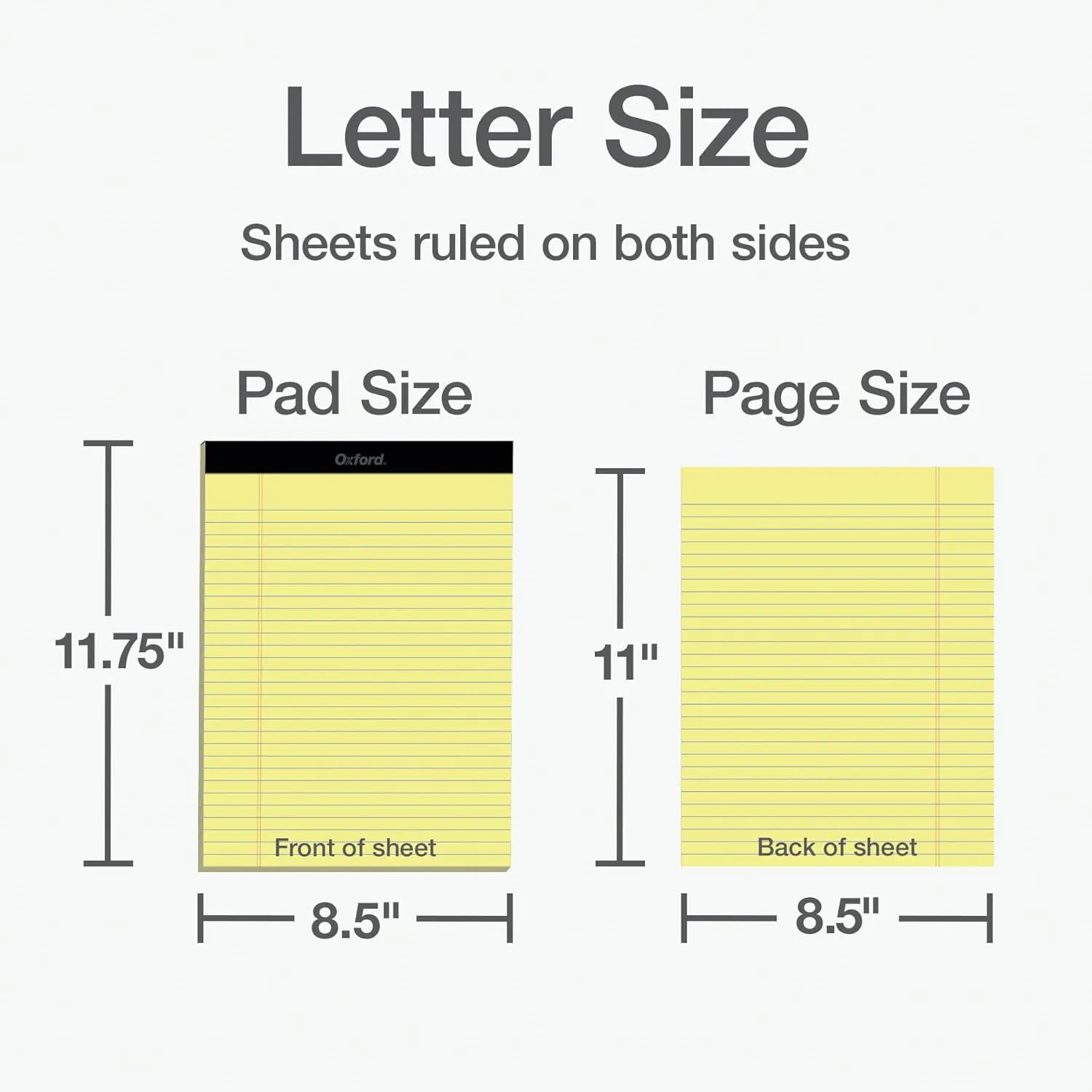 Oxford 8.5 x 11 Legal Pads, 12 Pack, Wide Ruled, Yellow Paper, 50 Sheets Per Writing Pad, Made in the USA (74020)