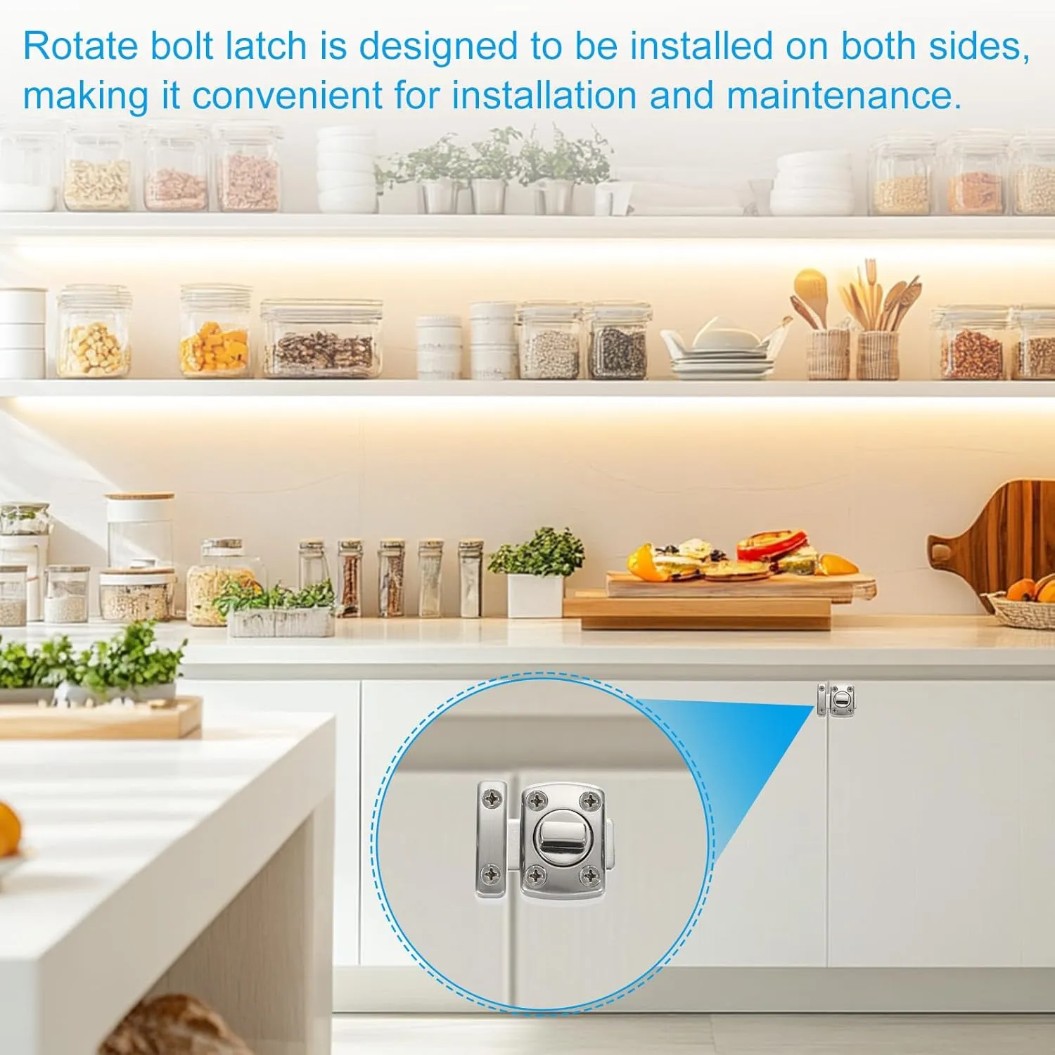 PATIKIL Rotate Bolt Latch, 2 Pack Zinc Alloy Gate Latch Safety Door Lock Security Door Slide Latch Pet Door Lock with Screws for Cabinet Closet Bathroom Furniture, White