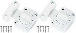 PATIKIL Rotate Bolt Latch, 2 Pack Zinc Alloy Gate Latch Safety Door Lock Security Door Slide Latch Pet Door Lock with Screws for Cabinet Closet Bathroom Furniture, White