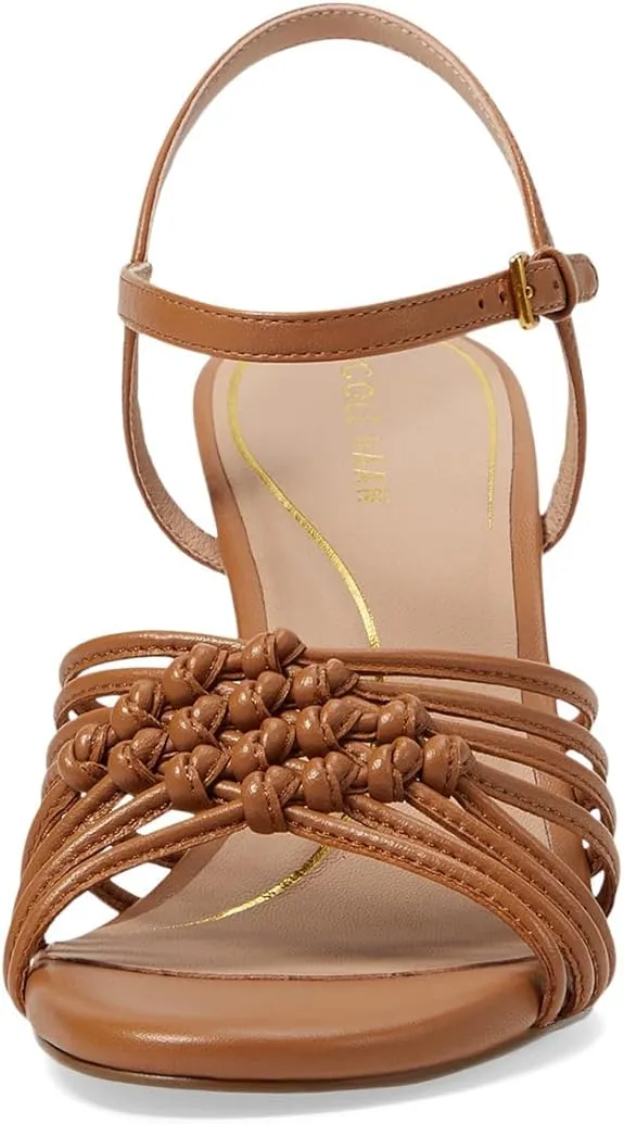 Pecan Sandals Cole Leather Toe Haan Heeled Strap Comprehensive product line Limited edition Jitney Knot Open Ankle Wedge