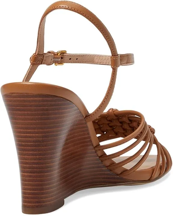 Pecan Sandals Cole Leather Toe Haan Heeled Strap Comprehensive product line Limited edition Jitney Knot Open Ankle Wedge