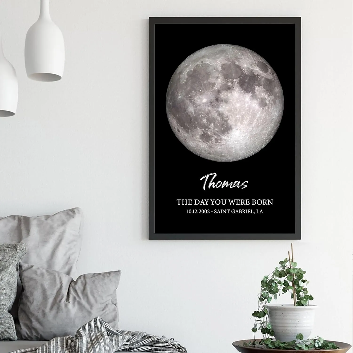 Personalized Moon Phase Print Canvas Poster, Custom Moon Phase Wall Art, Lunar Phase Wall Decor, Family Moon Phase, Custom Date Moon Phase, Birth Date Moon Phase Keepsake, Gift For Anniversary #8