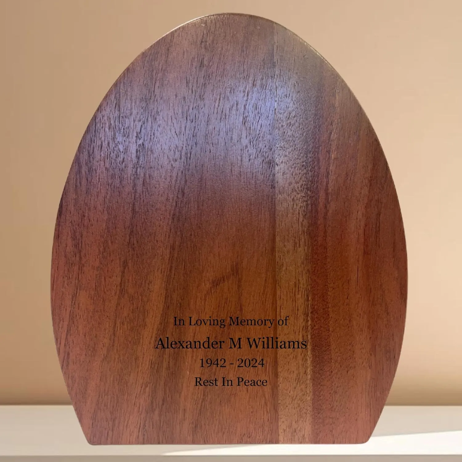 Personalized Wooden Urn - 250 cu in - Custom Memorial Urn for Ashes Adult Male - Engravable Wood Urn Box for Human Cremains