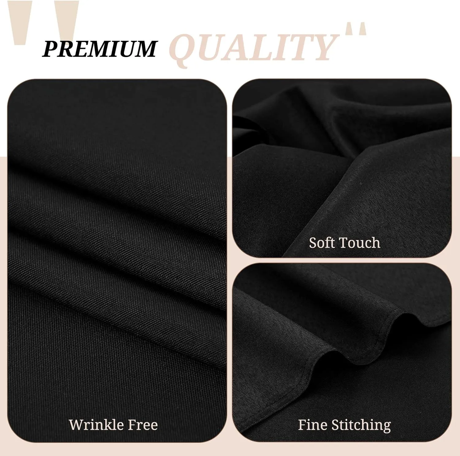 Pesonlook 10Pack Rectangle Tablecloth 60 x 126 inch, Black Polyester Table Cloth for 8 Foot Rectangle Tables, Washable Fabric Table Covers Polyester Table Clothes for Wedding Reception Banquet Party