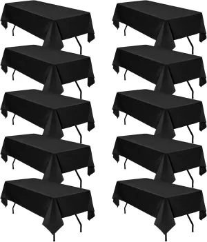 Pesonlook 10Pack Rectangle Tablecloth 60 x 126 inch, Black Polyester Table Cloth for 8 Foot Rectangle Tables, Washable Fabric Table Covers Polyester Table Clothes for Wedding Reception Banquet Party