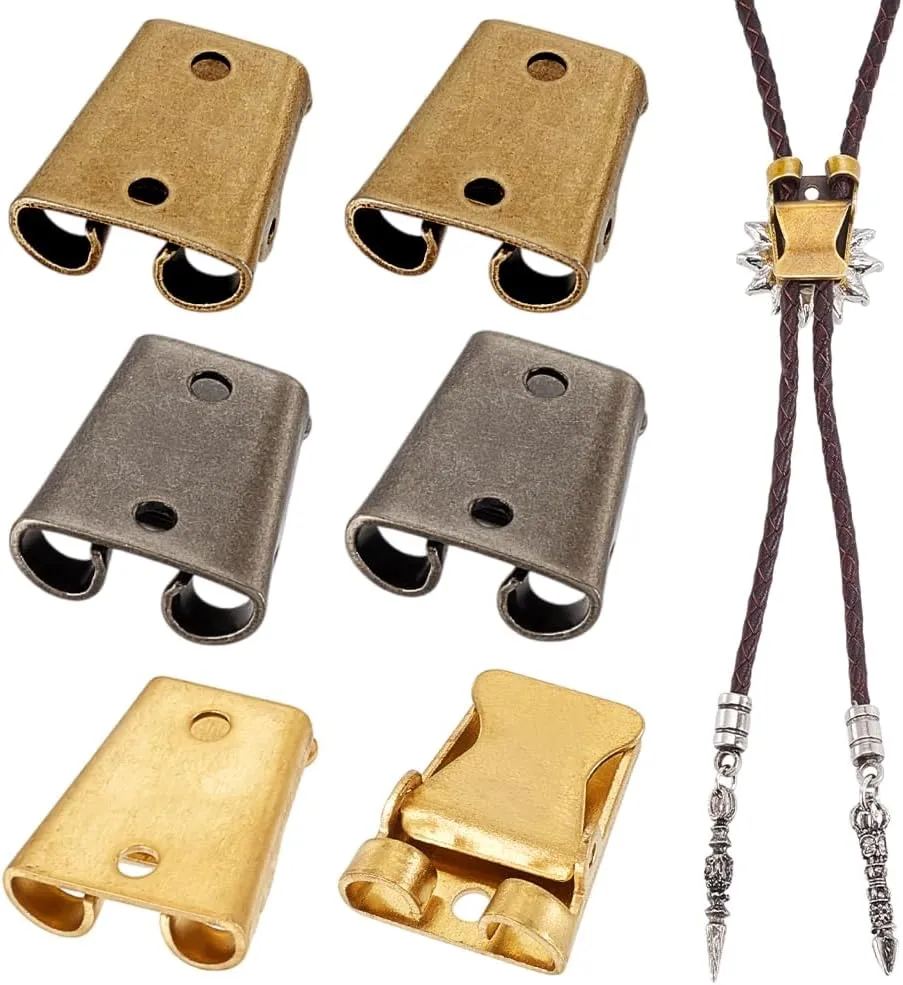 PH PandaHall Bolo Tie Buckle Blank Bolo Tie Slider Clasp, Antique Alloy Bolo Tie Replacement Tips for DIY Crafts
