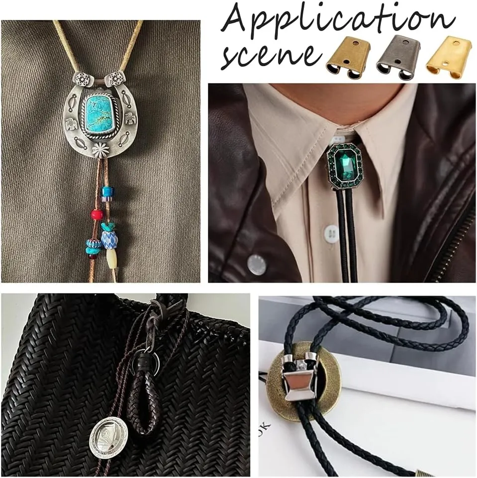PH PandaHall Bolo Tie Buckle Blank Bolo Tie Slider Clasp, Antique Alloy Bolo Tie Replacement Tips for DIY Crafts