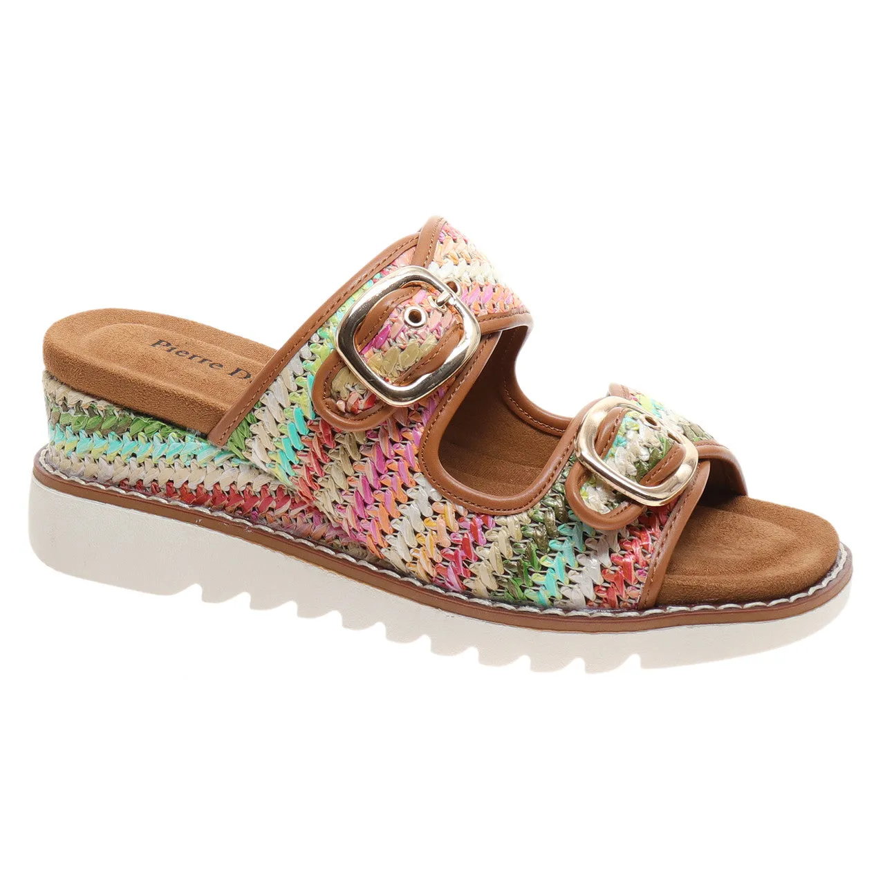 Pierre Dumas Women's Expand-2 Wedge Slide Sandal - Tan Combo 22088-536