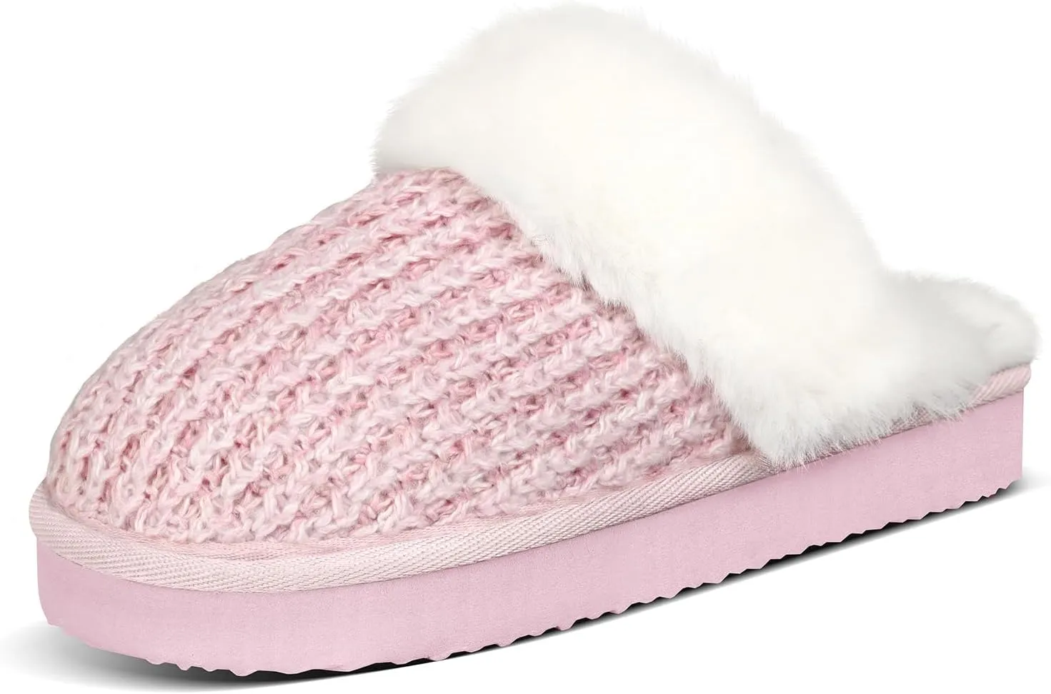 PIZZ ANNU Women's Platform Knit Slippers Comfy Winter Warm Fluffy Memory Foam Slip-On Scuff Faux Fur Plush House Slides Shoes for Indoor & Outdoor