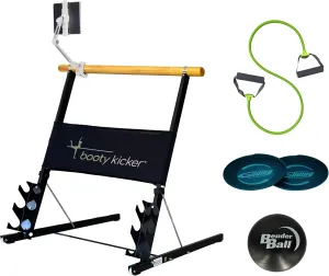 Portable Ballet Barre Bundle with Tablet Holder, Bender Ball, Gliding Discs, Exercise Band | Perfect for Barre, Ballet & Dance Workouts at Home