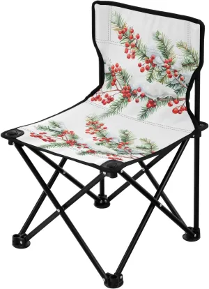 Portable Camping Folding Chairs Foldable Chair Small Red Berries Evergreen Lightweight Backpacking Outdoor Outside Fishing