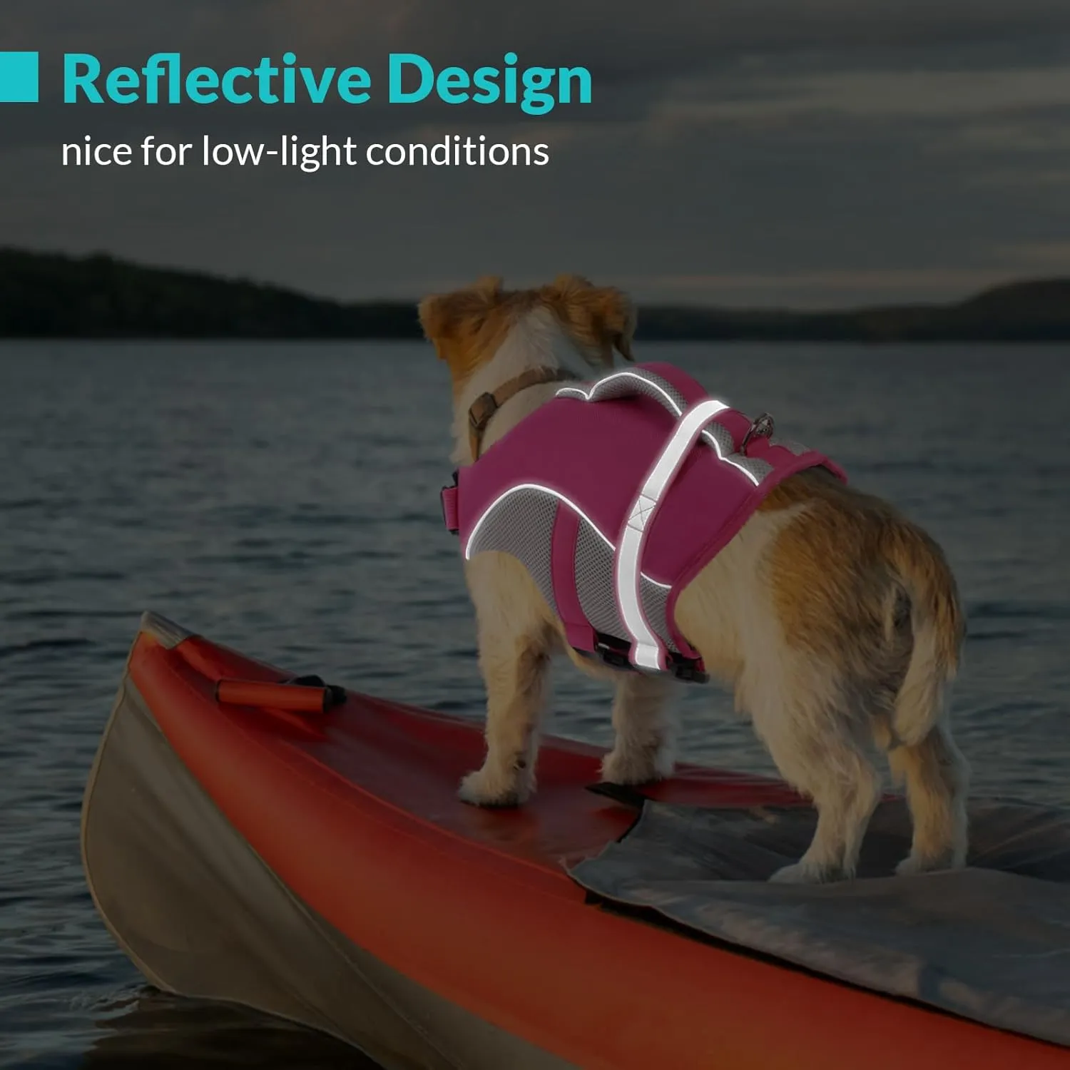 Queenmore Dog Life Vest for Swimming, Adjustable High Visibility Dog Life Jacket with Superior Buoyancy and Rescue Handle, Pink, M