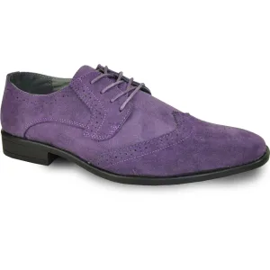 "Bravo Men's Vegan Suede Wingtip Lace Up Dress Shoe for Weddings & Proms - Purple"
