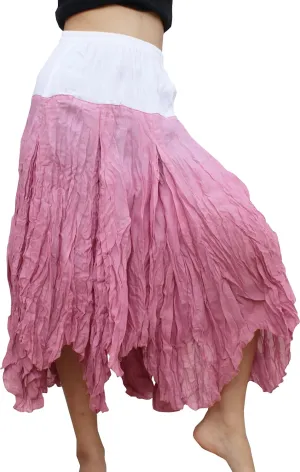 RaanPahMuang Brand White Waist Cotton Slide Tone Crinkle Gypsy Skirt